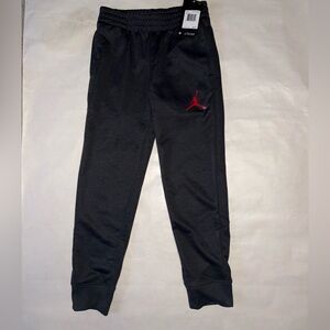 Jordan Kids Black Sweatpants with Red Logo